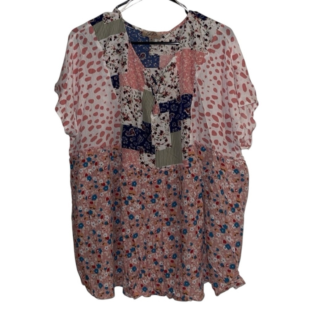 10/$35-GIGIO PLUS FLORAL PAISLEY BLOUSE